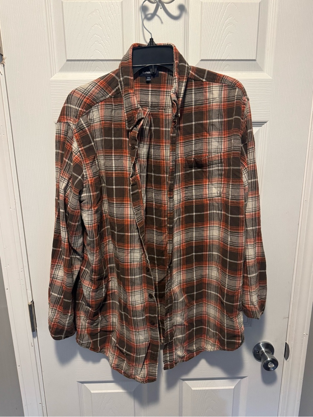 croft & barrow Brown, Orange and Cream Plaid Button-Up Shirt